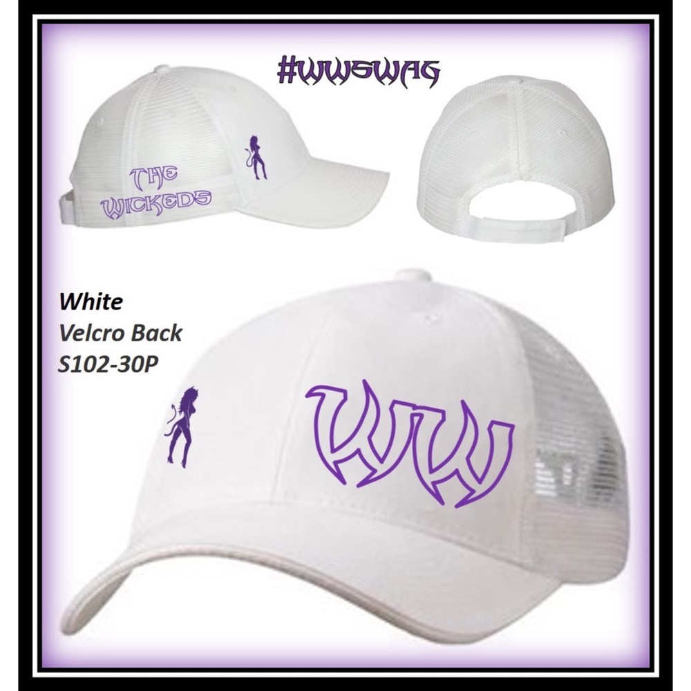 Trucker Sandwich Bill Hat Velcroback-White/Purple